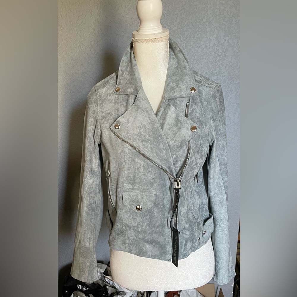 NWT Blank NYC Faux Suede Jacket Grey/Blue Color Size S - Picture 3 of 11